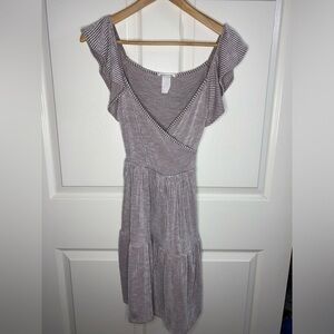 Caution To The Wind Stripped Ruffled Tiered Mini Sundress, Baby Doll Dress